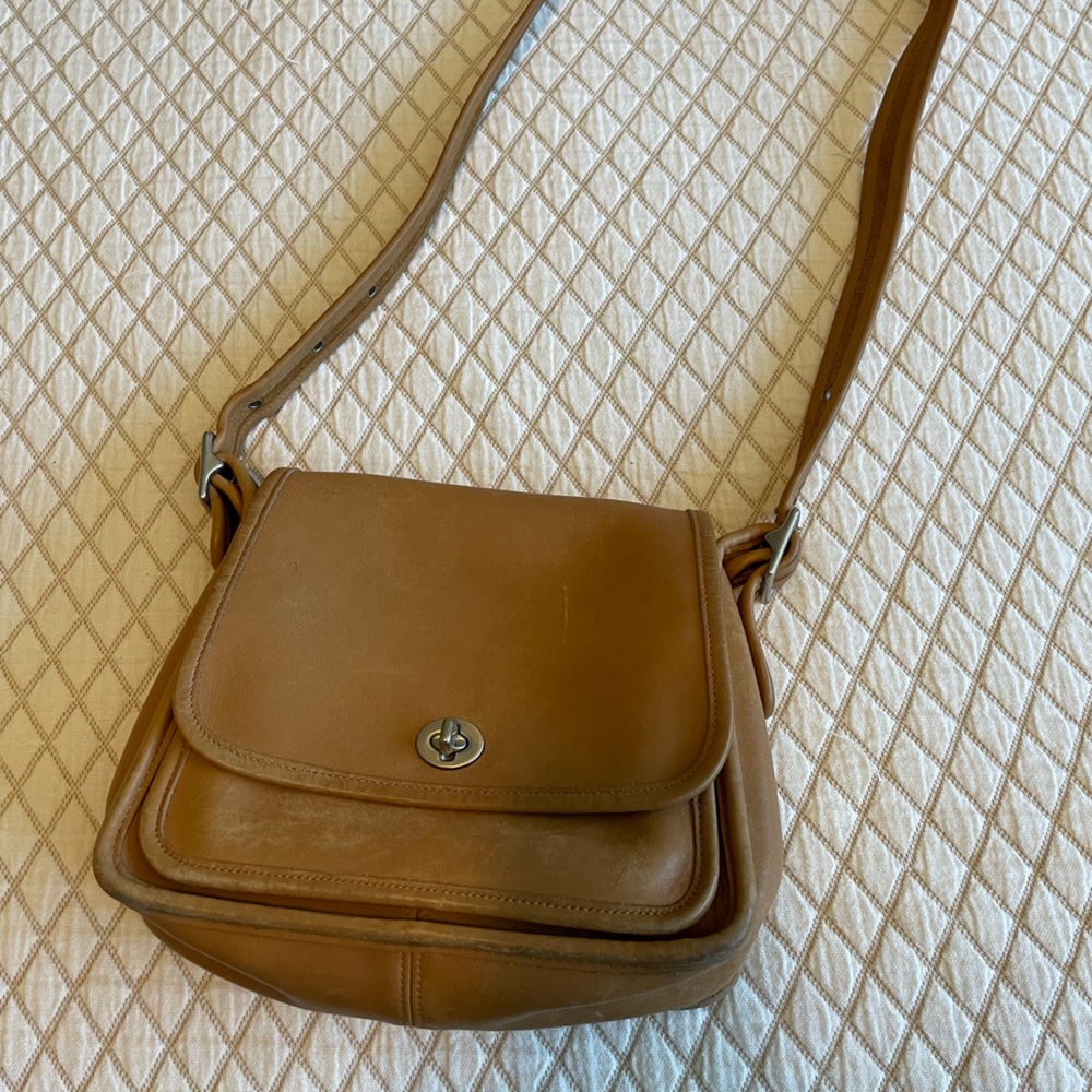Coach tan leather crossbody purse